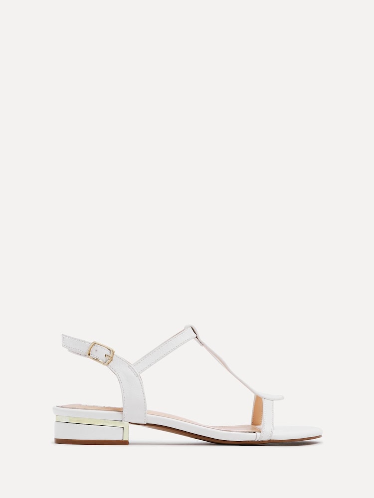 Linzi White Lavish T-Bar Low Block Heeled Sandals - Image 2 of 5