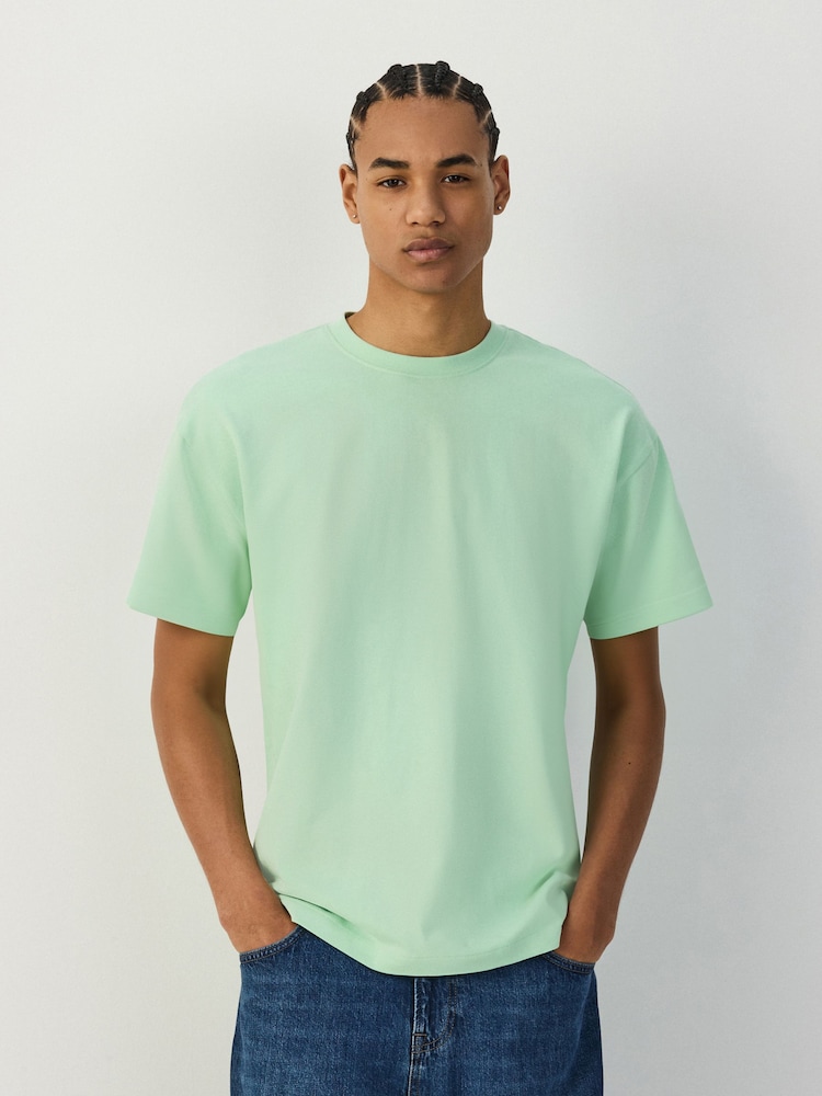 Aqua Green Regular Fit Essential Crew Neck Cotton T-Shirt - Image 1 of 7