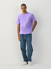 Mid Purple Regular Fit Essential Crew Neck Cotton T-Shirt - Image 2 of 7