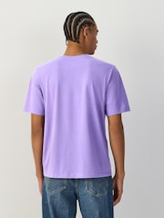 Mid Purple Regular Fit Essential Crew Neck Cotton T-Shirt - Image 3 of 7