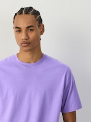 Mid Purple Regular Fit Essential Crew Neck Cotton T-Shirt - Image 4 of 7