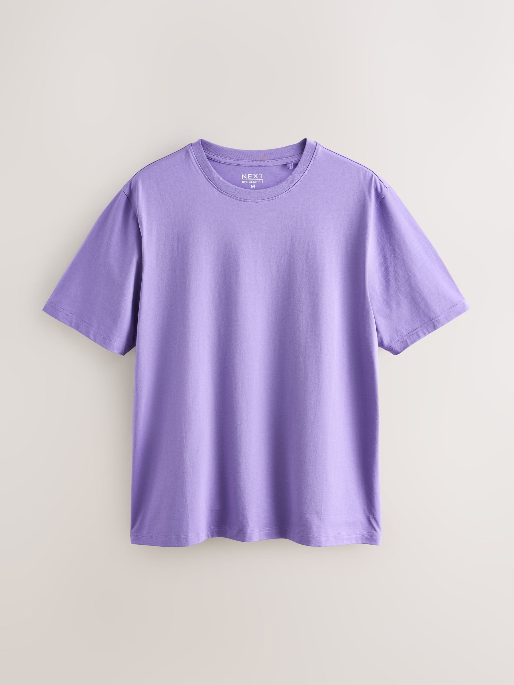 Buy Purple Mid Regular Fit Essential Crew Neck Cotton T-Shirt from