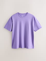 Mid Purple Regular Fit Essential Crew Neck Cotton T-Shirt - Image 5 of 7