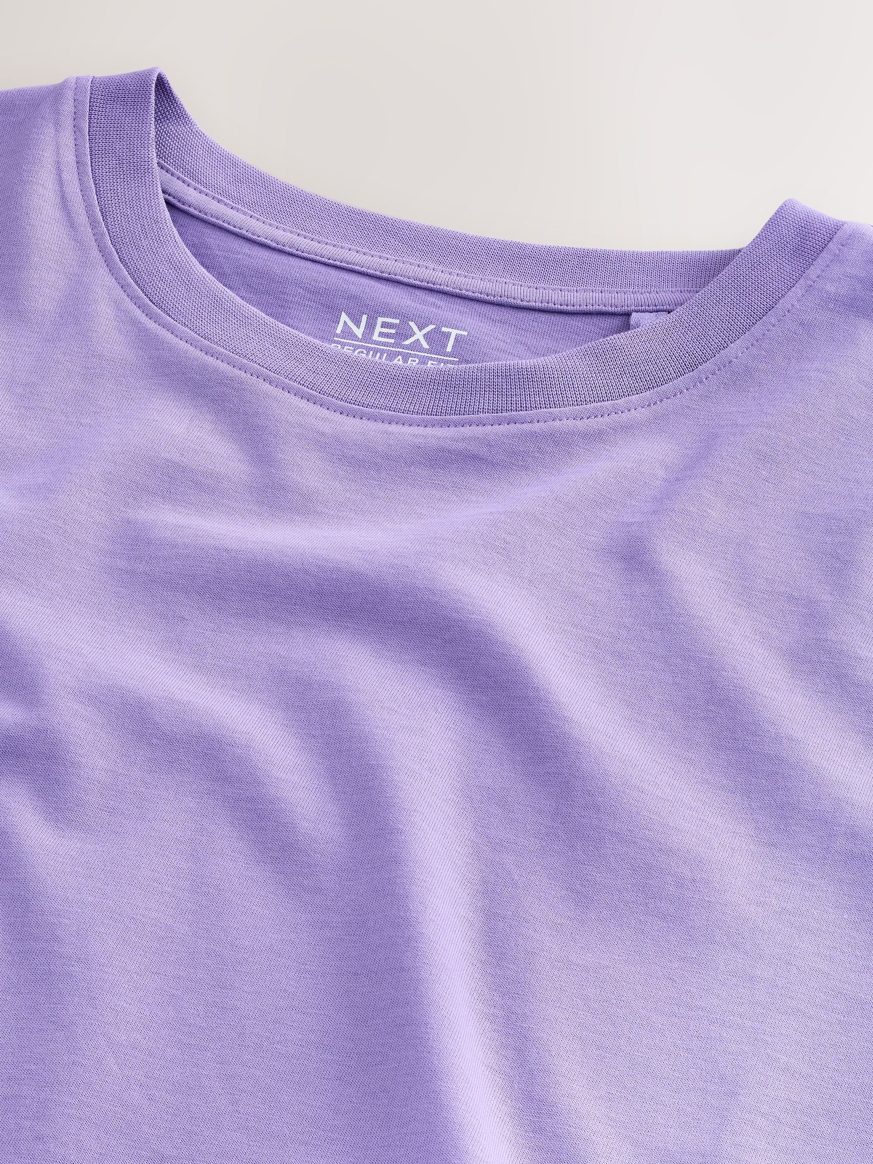 Buy Purple Mid Regular Fit Essential Crew Neck Cotton T-Shirt from