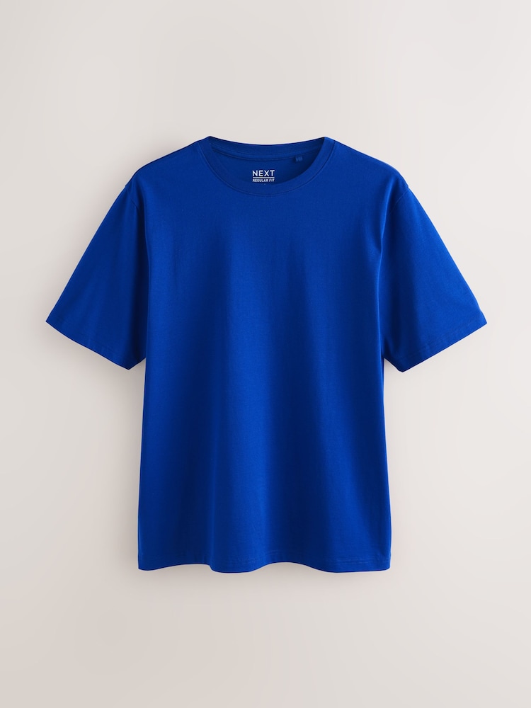Cobalt Blue Regular Fit Essential Crew Neck Cotton T-Shirt - Image 1 of 3 Cobalt Blue Regular Fit Essential Crew Neck Cotton T-Shirt - Image 1 of 3