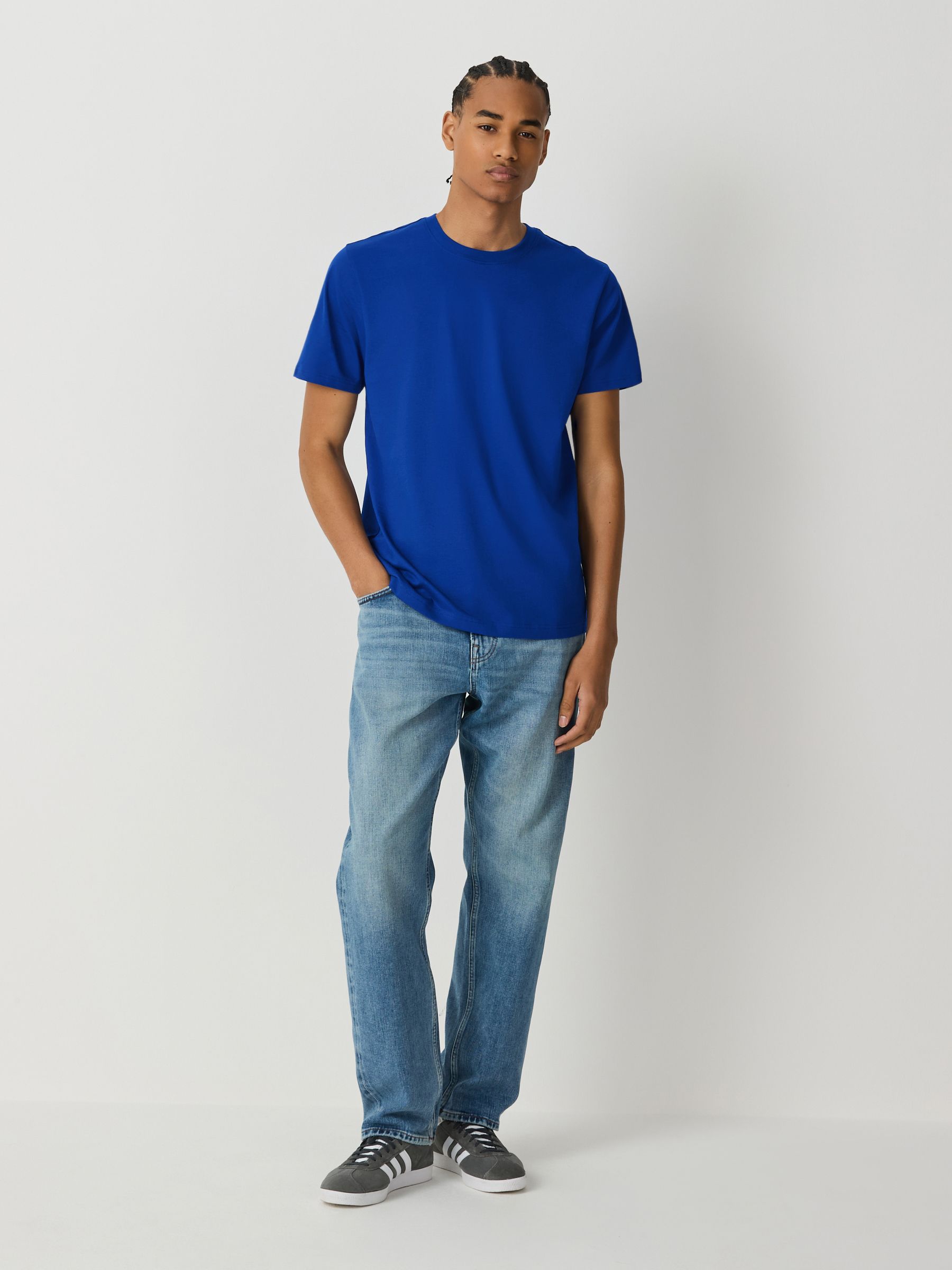 Buy Blue Cobalt Regular Fit Essential Crew Neck Cotton T-Shirt