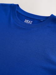 Cobalt Blue Regular Fit Essential Crew Neck Cotton T-Shirt - Image 3 of 3