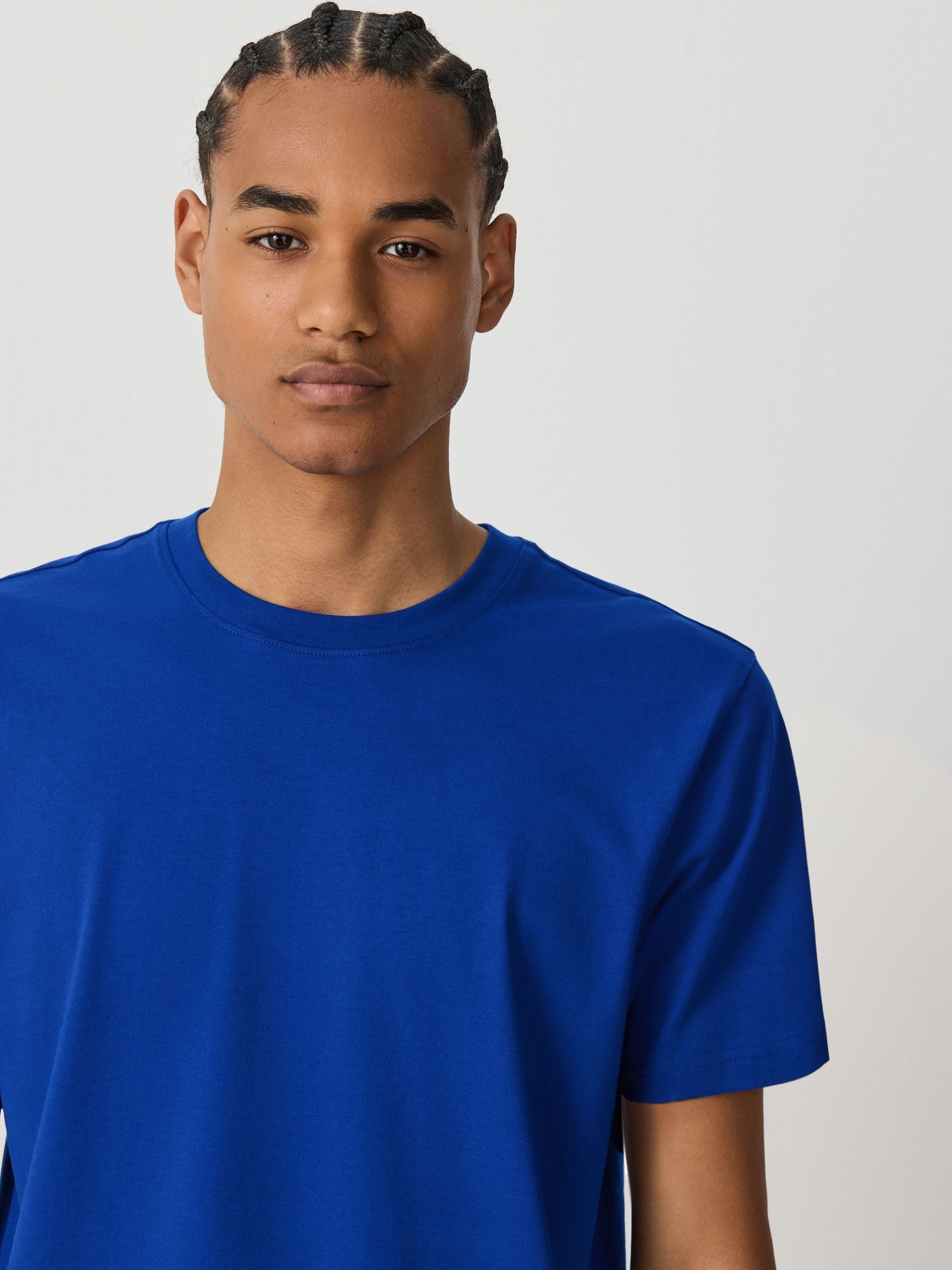 Buy Blue Cobalt Regular Fit Essential Crew Neck Cotton T-Shirt