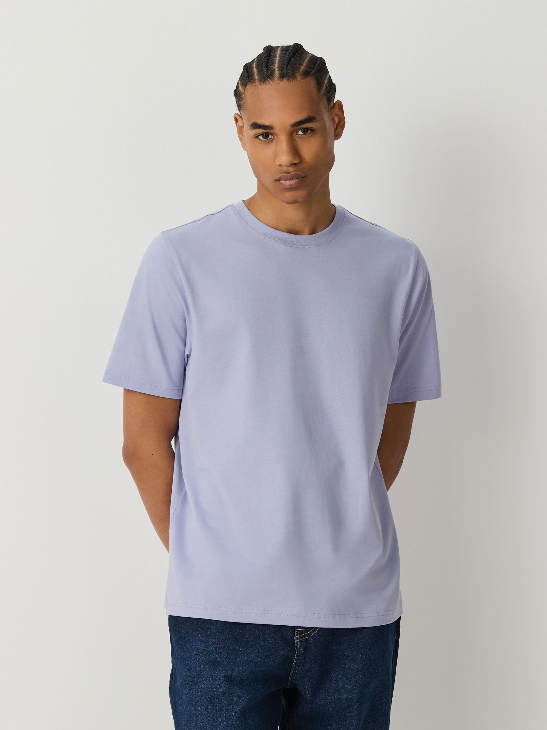 Buy Purple Lilac Regular Fit Essential Crew Neck Cotton T-Shirt