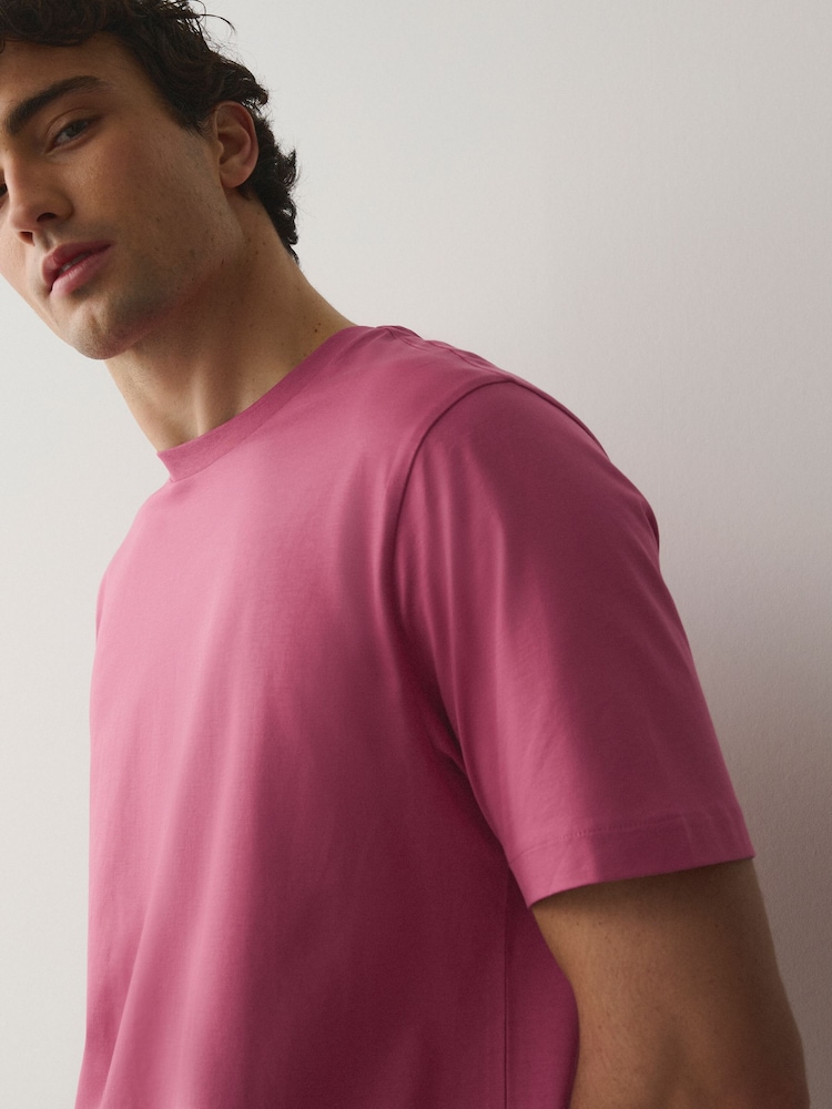 Pink Regular Fit Signature SUPIMA® Cotton Crew Neck T-Shirt - Image 5 of 5
