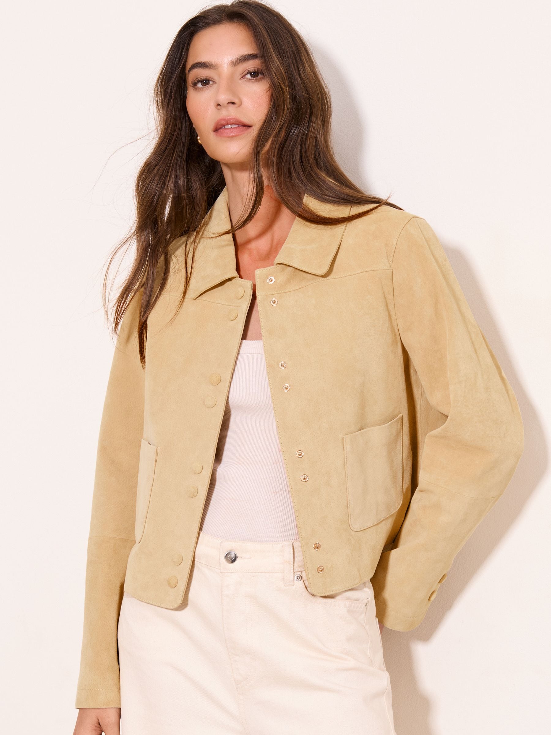 Buy Lipsy Butter Yellow Double Popper Real Suede Collared Jacket