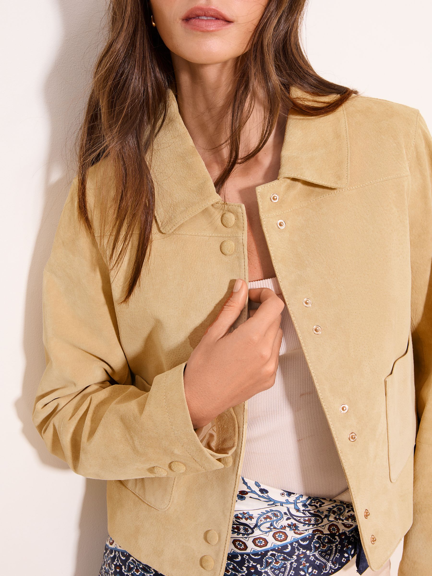 Buy Lipsy Butter Yellow Double Popper Real Suede Collared Jacket
