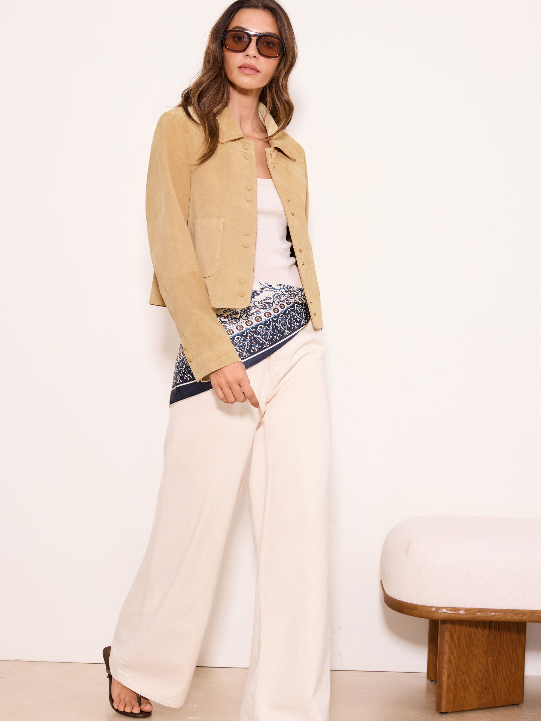 Buy Lipsy Butter Yellow Double Popper Real Suede Collared Jacket