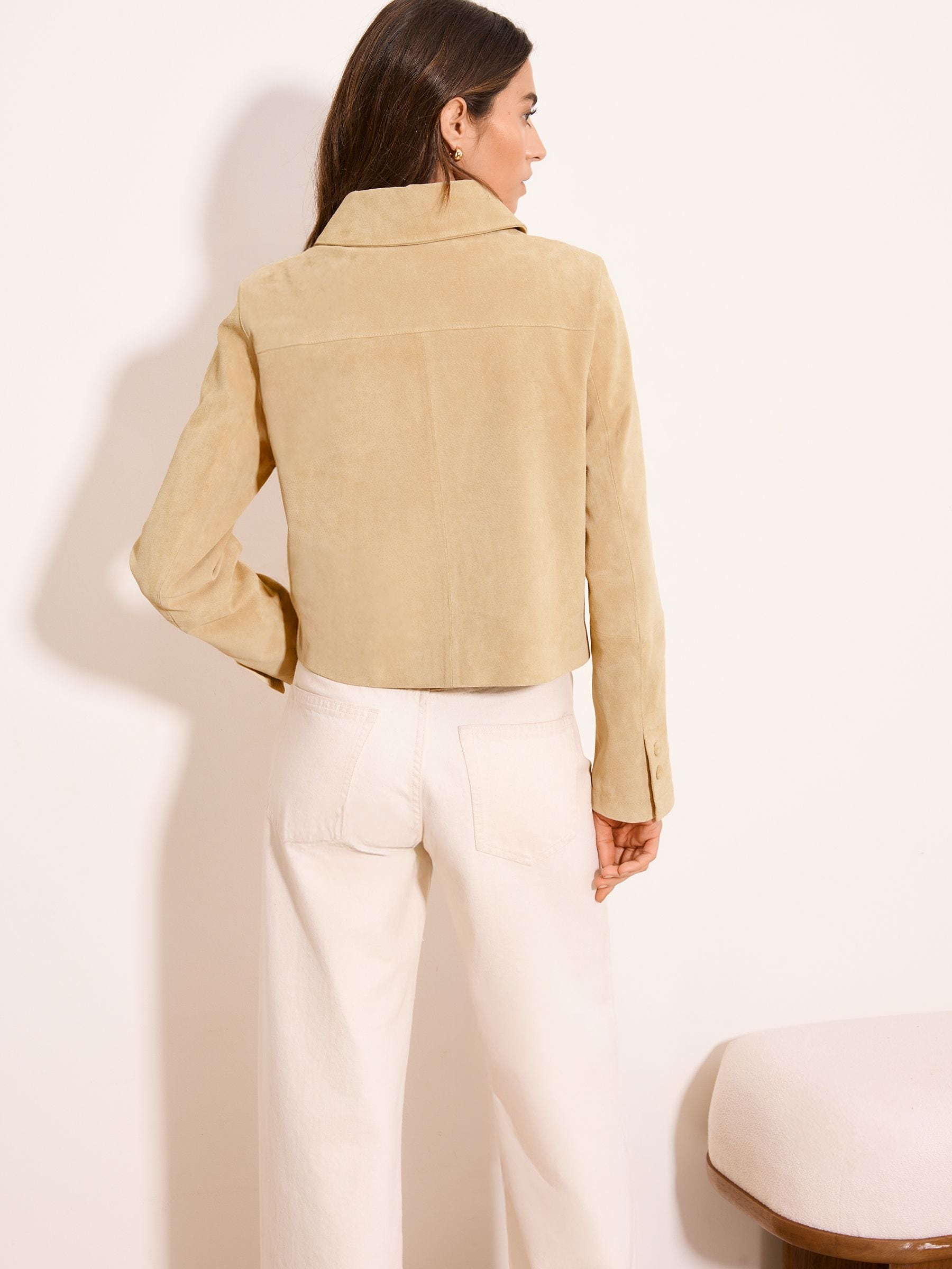 Buy Lipsy Butter Yellow Double Popper Real Suede Collared Jacket