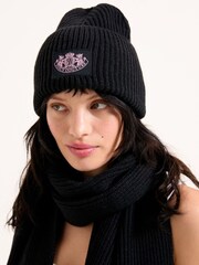Juicy Couture Black Crest Scarf/Beanie Set - Image 1 of 2