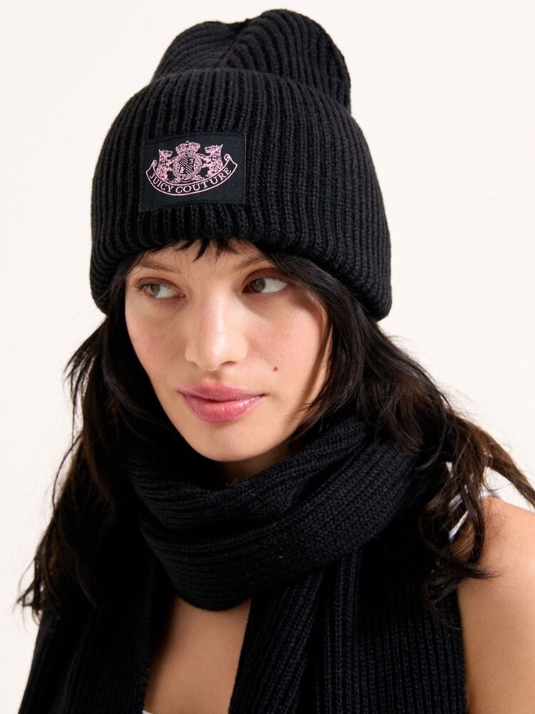Juicy Couture Black Crest Scarf/Beanie Set - Image 1 of 2