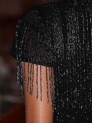 Sosandar Black Embellished Fringe Tassel Top - Image 5 of 5