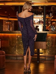 Sosandar Dazzling Bardot Ruched Midi Dress - Imagen 4 de 5