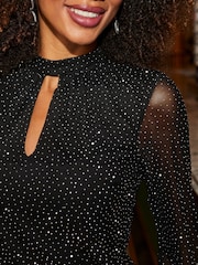 Sosandar Black Sparkle Key Hole Top - Image 3 of 5