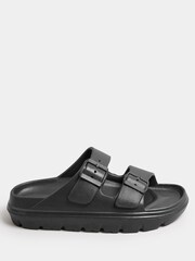 Yours Curve Black Platform EVA Sandals In Wide E Fit - Image 2 of 5