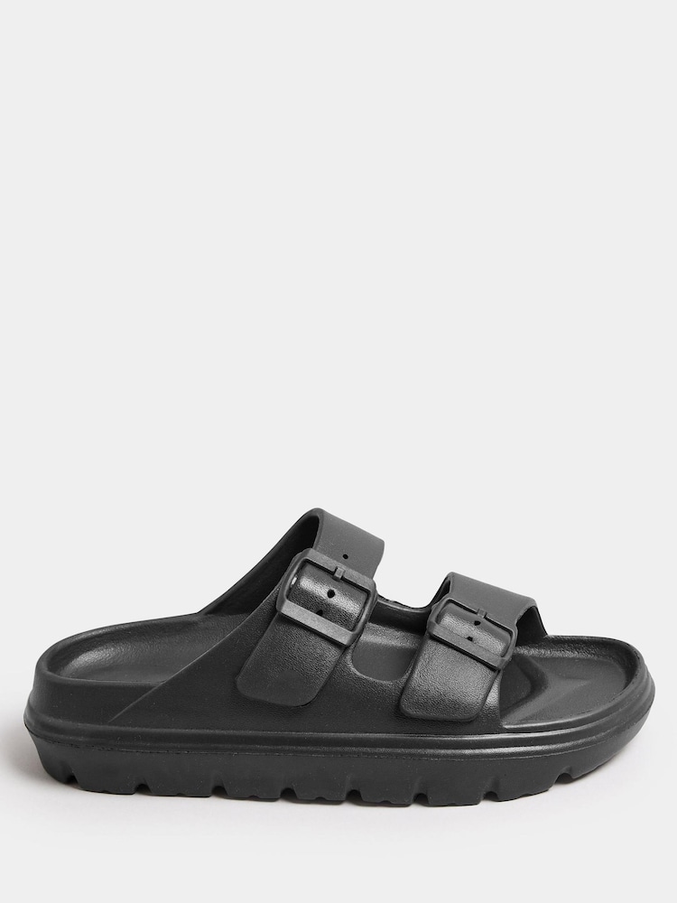 Yours Curve Black Platform EVA Sandals In Wide E Fit - Image 2 of 5