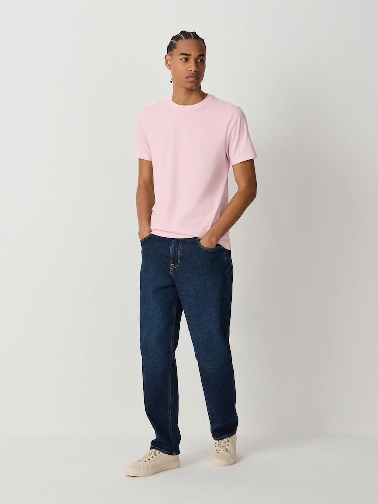 Light Pink Slim Fit Essential Crew Neck Cotton T-Shirt - Image 2 of 7