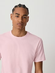 Light Pink Slim Fit Essential Crew Neck Cotton T-Shirt - Image 4 of 7