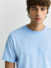 Blue Marl Slim Fit Essential Crew Neck Cotton T-Shirt - Image 4 of 7