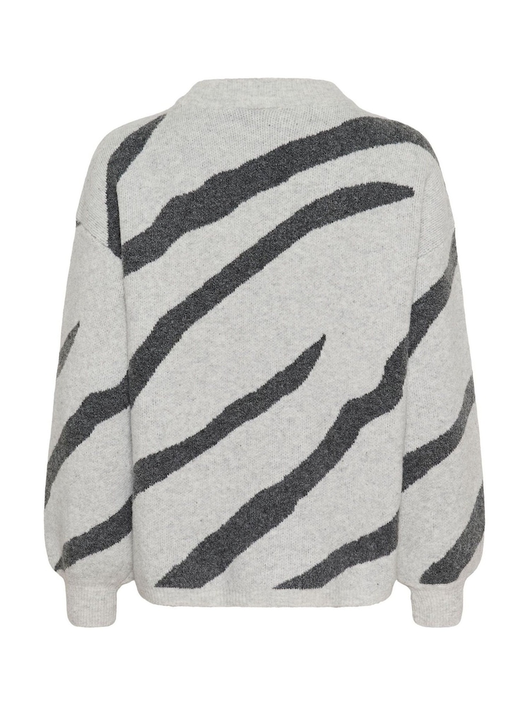 Kaffe Grey KAwilma Striped Pullover Jumper - Image 6 of 6