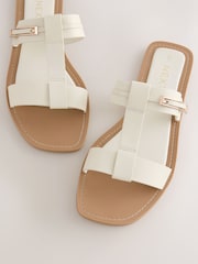 Bone Standard/Wide Fit Buckle Trim Sandals - Image 8 of 9
