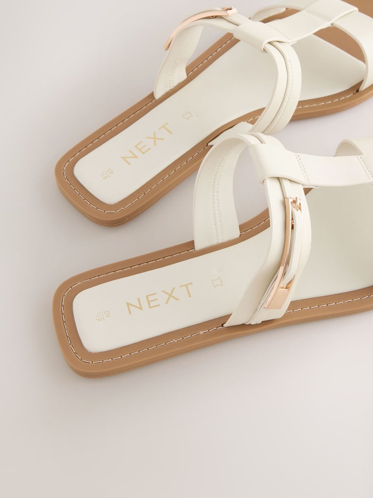 Bone Standard/Wide Fit Buckle Trim Sandals - Image 9 of 9
