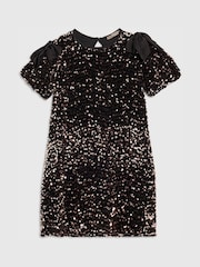 River Island Brown Sequin Bow Dress - Image 1 of 4