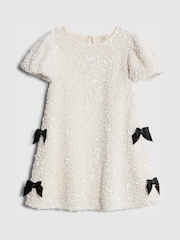 River Island White Sequin Bow Dress - Image 1 of 4