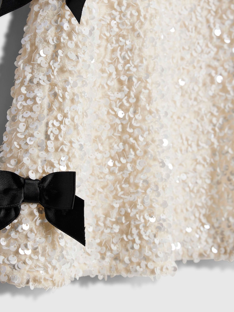 Buy River Island White Sequin Bow Dress from Next Ireland