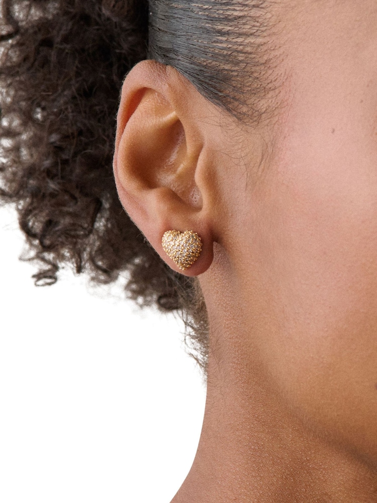 Kate Spade Pave Studs Clear/Gold Tone Earrings - Image 2 of 2