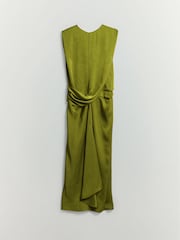 BHOEM Green Satin Sleeveless Draped Midi Dress - Image 5 of 5