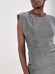 Apricot Silver Sparkle Ruched Dress - Image 3 of 4