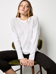 Apricot White Chandelier Stud Batwing Jumper - Image 1 of 5