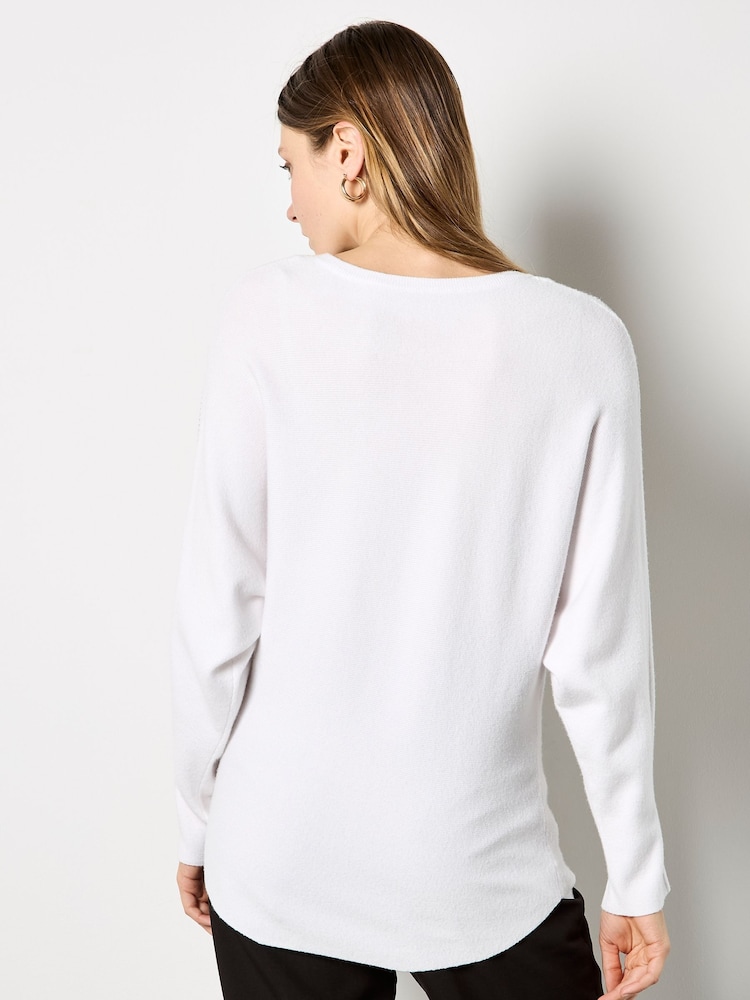 Apricot White Chandelier Stud Batwing Jumper - Image 2 of 5 Apricot White Chandelier Stud Batwing Jumper - Image 2 of 5