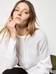 Apricot White Chandelier Stud Batwing Jumper - Image 5 of 5