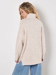 Apricot Cream Oversized Roll Neck Tunic Jumper - Image 2 of 5