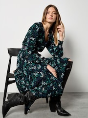 Apricot Black Eucalyptus Print Maxi Tier Dress - Image 5 of 5