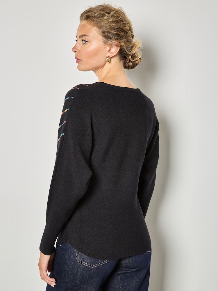 Apricot Black Gradiating Multicolour Sequin Jumper - Image 4 of 4 Apricot Black Gradiating Multicolour Sequin Jumper - Image 4 of 4