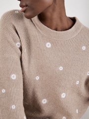 Apricot Natural Daisy Embroidered Ribbed Jumper - Image 3 of 5