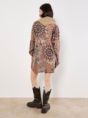 Apricot Brown Mandala Hooded Tunic Hoodie - Image 3 of 5