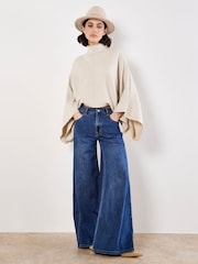 Apricot Natural Horizontal Cable Cape Jumper - Image 1 of 5