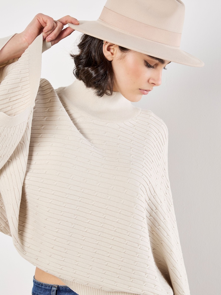 Apricot Natural Horizontal Cable Cape Jumper - Image 2 of 5