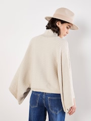 Apricot Natural Horizontal Cable Cape Jumper - Image 4 of 5