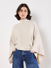Apricot Natural Horizontal Cable Cape Jumper - Image 5 of 5