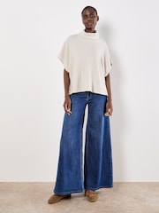 Apricot Cream Waffle Cowl Neck Batwing Top - Image 1 of 4